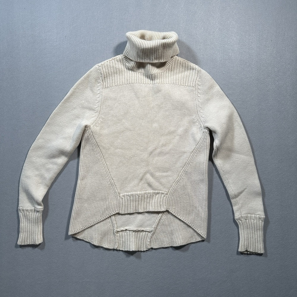 Magaschoni Turtleneck Sweater Womens Cream Wool Cashmere High-Low Knit
